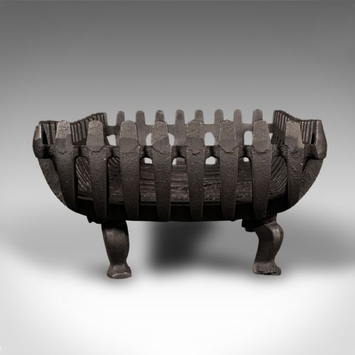 fig 3. Antique Fire Grate, English, Cast Iron, Hearth, Basket, Fireplace, Victorian