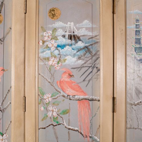 ANTIQUE PRIVACY SCREEN ENGLISH HANDPAINTED 3 PANEL ROOM DIVIDER VICTORIAN - ADDITIONAL PHOTO 3