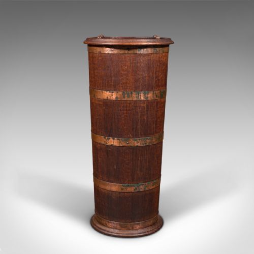 fig 1. Large Antique Coopered Umbrella Stand, English, Oak, Hall, Stick Rack, Victorian