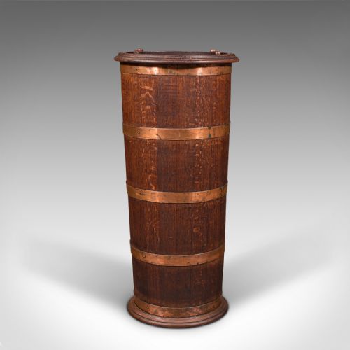 fig 2. Large Antique Coopered Umbrella Stand, English, Oak, Hall, Stick Rack, Victorian