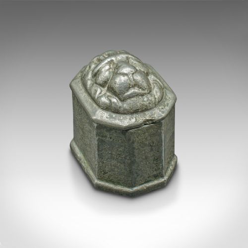 Antique Tobacco Keeper, English, Lead, Decorative Snuff Box, Georgian, C.1750