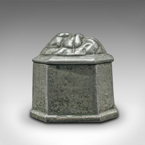 fig 3. Antique Tobacco Keeper, English, Lead, Decorative Snuff Box, Georgian, C.1750