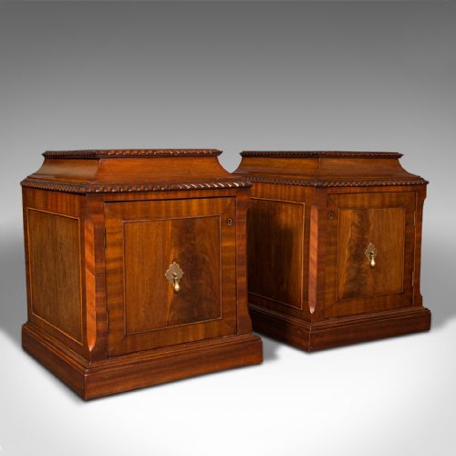 Pair of Antique Nightstands, English, Bedside, Fireside Cabinet, William IV
