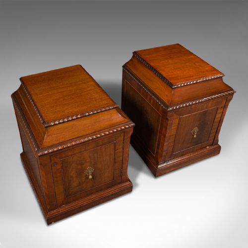 fig 4. Pair Of Antique Nightstands, English, Bedside, Fireside Cabinet, William IV
