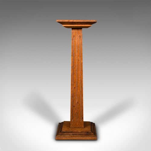 Antique Bust Stand, English, Oak, Jardiniere, Torchere, Column, Victorian, 1870