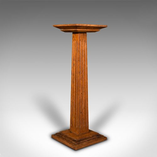 fig 1. Antique Bust Stand, English, Oak, Jardiniere, Torchere, Column, Victorian, 1870