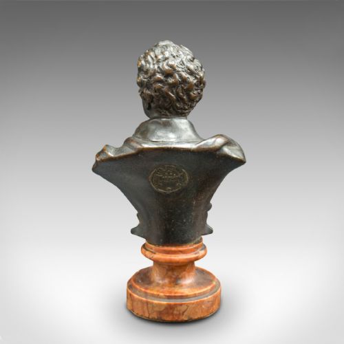 fig 4. Small Antique Portrait Bust, Austrian, Bronze, Figure, Lord Byron, Victorian