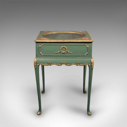 fig 3. Antique Hand Painted Bijouterie Table, French, Pine, Display Cabinet, Victorian