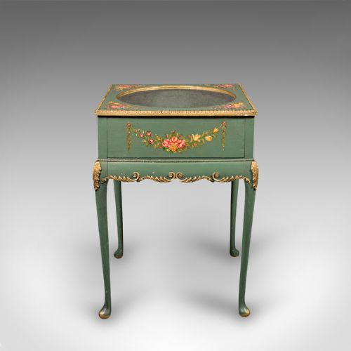 fig 4. Antique Hand Painted Bijouterie Table, French, Pine, Display Cabinet, Victorian
