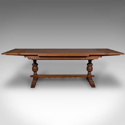 fig 3. Antique Extending Dining Table, English, Oak, 6-8 Seat, Country House, Edwardian