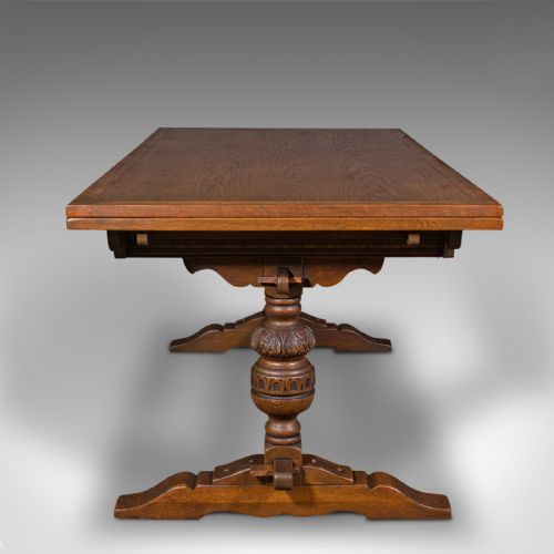 fig 4. Antique Extending Dining Table, English, Oak, 6-8 Seat, Country House, Edwardian