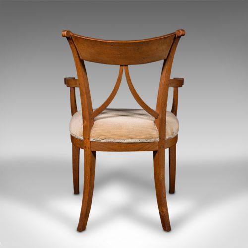 fig 5. Antique Office Desk Chair, French, Elm, Elbow, Armchair, Victorian, Circa 1900