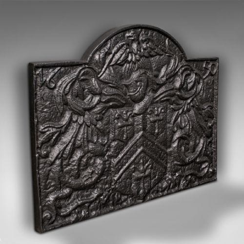 Large Antique Fire Back, English, Fireplace, Background, Reflector, Victorian