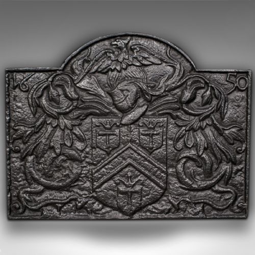 fig 1. Large Antique Fire Back, English, Fireplace, Background, Reflector, Victorian