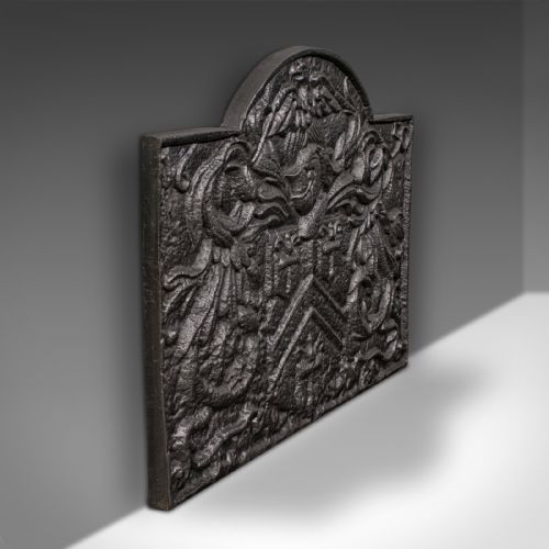 fig 2. Large Antique Fire Back, English, Fireplace, Background, Reflector, Victorian