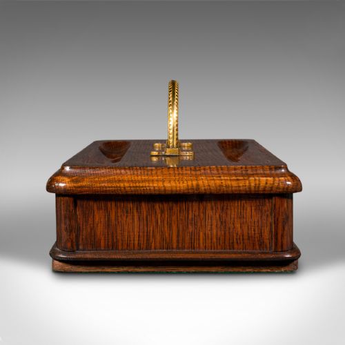 fig 2. Antique Desk Tidy, English, Oak, Tabletop, Pen Tray, Document Drawer, Edwardian