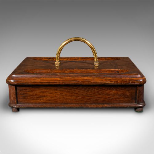 fig 3. Antique Desk Tidy, English, Oak, Tabletop, Pen Tray, Document Drawer, Edwardian