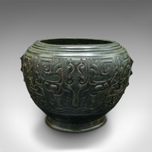 fig 1. Antique Decorative Censer, Japanese, Bronze, Incense, Jardiniere Pot, Victorian