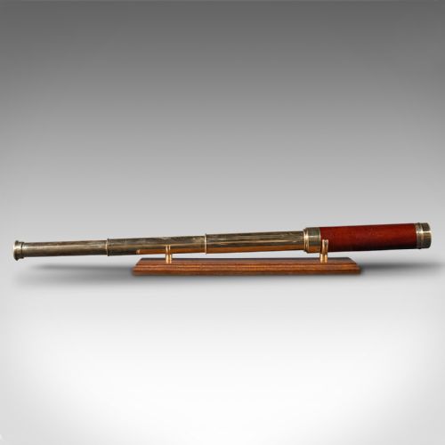 fig 1. Antique 3 Draw Telescope, English Terrestrial, Leather Case, JP Cutts, Victorian