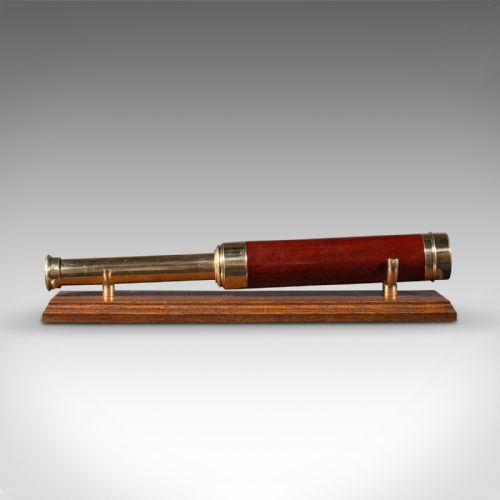 fig 2. Antique 3 Draw Telescope, English Terrestrial, Leather Case, JP Cutts, Victorian