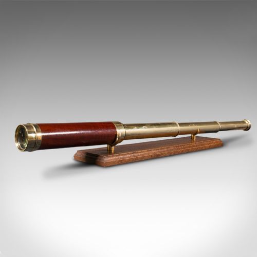 fig 3. Antique 3 Draw Telescope, English Terrestrial, Leather Case, JP Cutts, Victorian