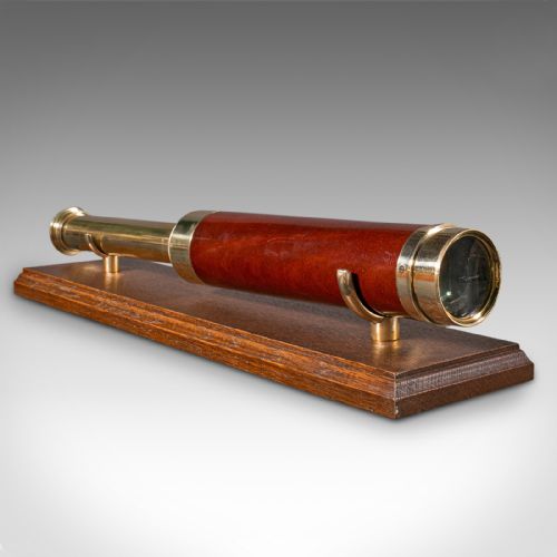 fig 4. Antique 3 Draw Telescope, English Terrestrial, Leather Case, JP Cutts, Victorian