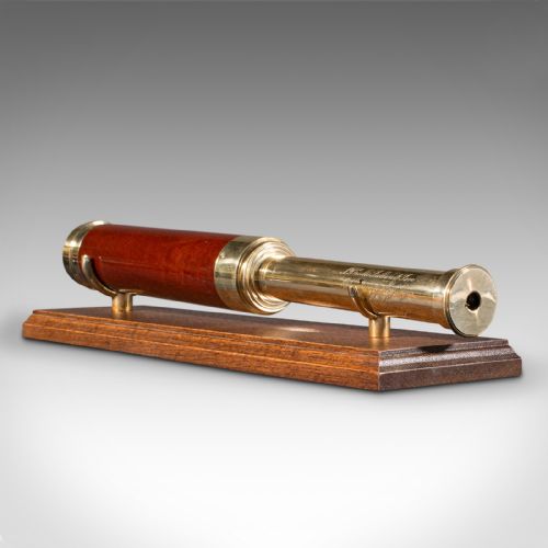 fig 5. Antique 3 Draw Telescope, English Terrestrial, Leather Case, JP Cutts, Victorian
