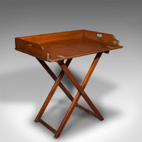 fig 1. Antique Drop Front Butler's Stand, English Serving Tray, Afternoon Tea, Georgian