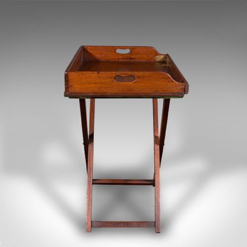 fig 2. Antique Drop Front Butler's Stand, English Serving Tray, Afternoon Tea, Georgian