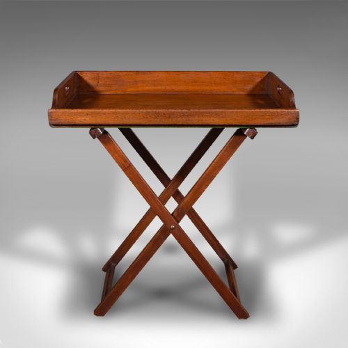 fig 3. Antique Drop Front Butler's Stand, English Serving Tray, Afternoon Tea, Georgian