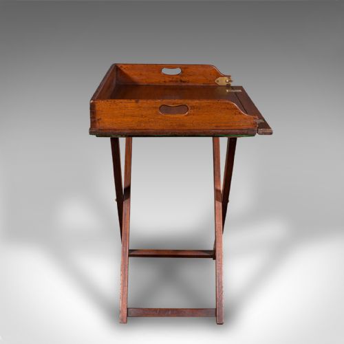 fig 4. Antique Drop Front Butler's Stand, English Serving Tray, Afternoon Tea, Georgian