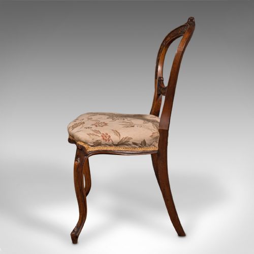 fig 4. Pair Of Antique Side Chairs, English, Walnut, Reception Hall, Seat, Victorian