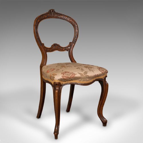 fig 5. Pair Of Antique Side Chairs, English, Walnut, Reception Hall, Seat, Victorian