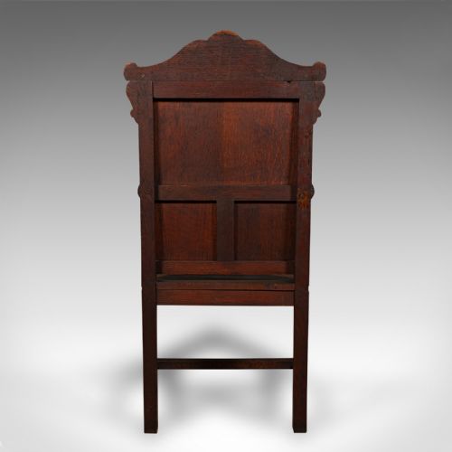 fig 4. Antique Carved Hall Chair, Scottish, Oak, Decorative Elbow Seat, Victorian, 1860