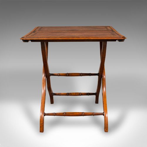 fig 3. Antique Folding Writing Table, English, Walnut, Side, Serving, Victorian, C.1880