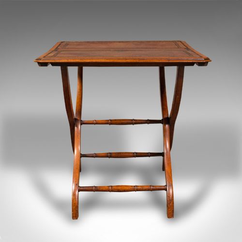 fig 4. Antique Folding Writing Table, English, Walnut, Side, Serving, Victorian, C.1880