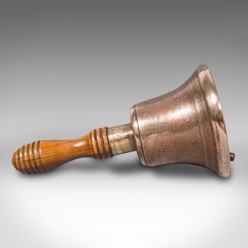 fig 3. Antique Schoolmaster's Hand Bell, English, Bronze, Walnut, Ringer, Victorian