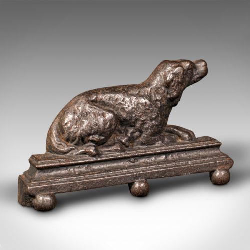 Small Antique Dog Door Stop, English, Iron, Decorative Doorstopper, Victorian