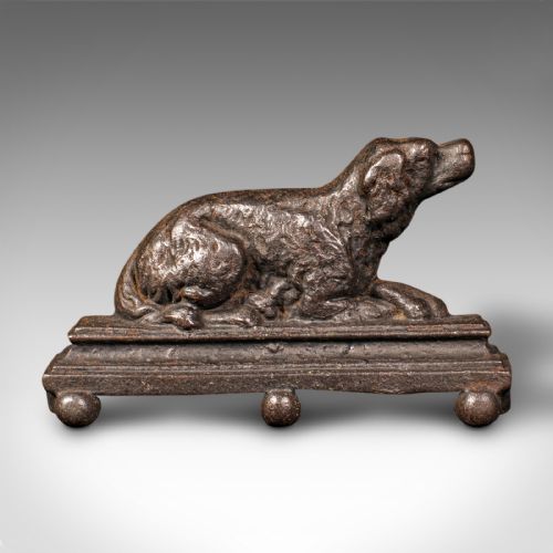 fig 1. Small Antique Dog Door Stop, English, Iron, Decorative Doorstopper, Victorian