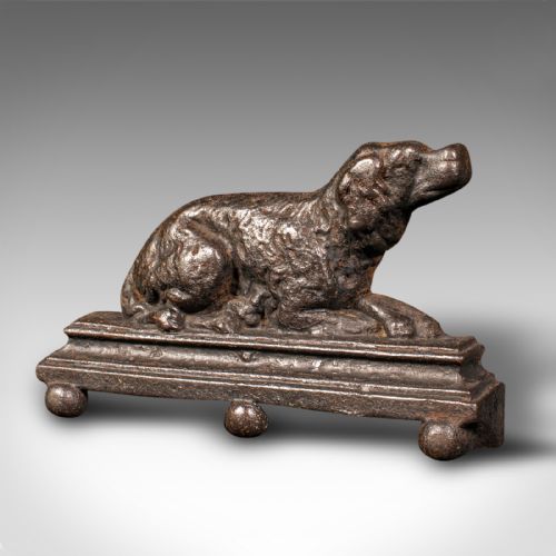 fig 2. Small Antique Dog Door Stop, English, Iron, Decorative Doorstopper, Victorian