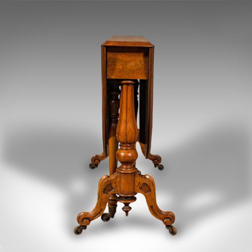 fig 4. Antique Sutherland Table, English, Burr Walnut, Oval, Occasional, Victorian