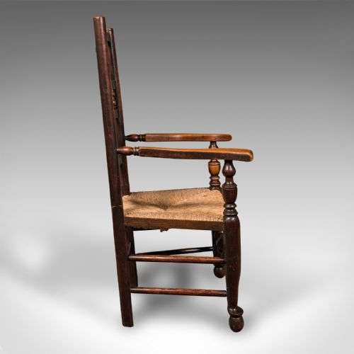 fig 1. Antique Lancashire Spindle Back Carver, English, Hall, Elbow Chair, Victorian