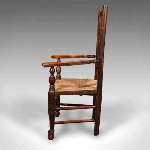 fig 3. Antique Lancashire Spindle Back Carver, English, Hall, Elbow Chair, Victorian