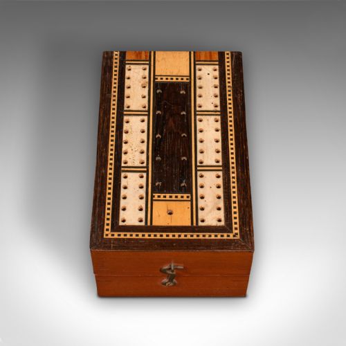 fig 2. Antique Cribbage Game Case, English Gaming Box, Playing Cards, Edwardian, C.1910