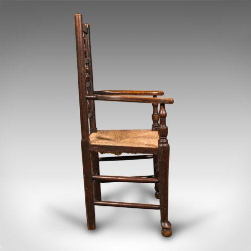 fig 4. Antique Lancashire Spindle Back Elbow Chair, English Oak, Hall Carver, Victorian