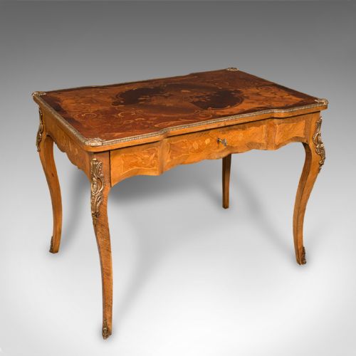 Antique Writing Desk, French, Decorative Centre Table, Louis Xv Taste, Victorian