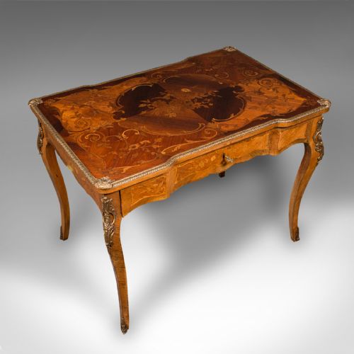 fig 5. Antique Writing Desk, French, Decorative Centre Table, Louis XV Taste, Victorian
