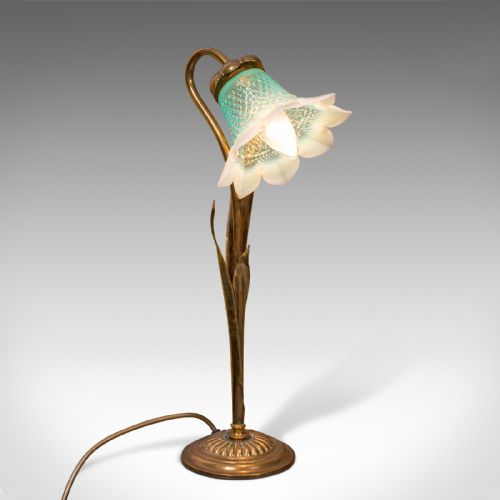 Antique Foliate Desk Lamp, French, Brass, Decorative Accent Light, Art Nouveau
