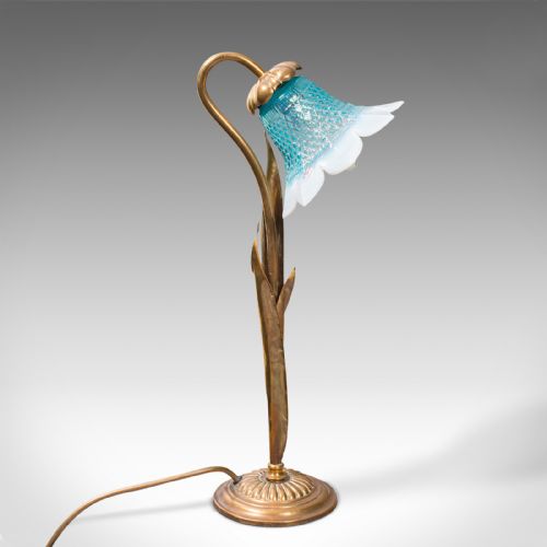 fig 1. Antique Foliate Desk Lamp, French, Brass, Decorative Accent Light, Art Nouveau