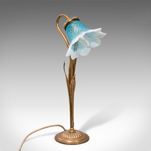 fig 2. Antique Foliate Desk Lamp, French, Brass, Decorative Accent Light, Art Nouveau